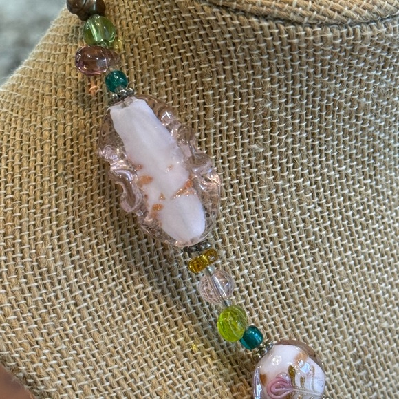 Vintage artisan glass and natural pearl necklace - Picture 2 of 7